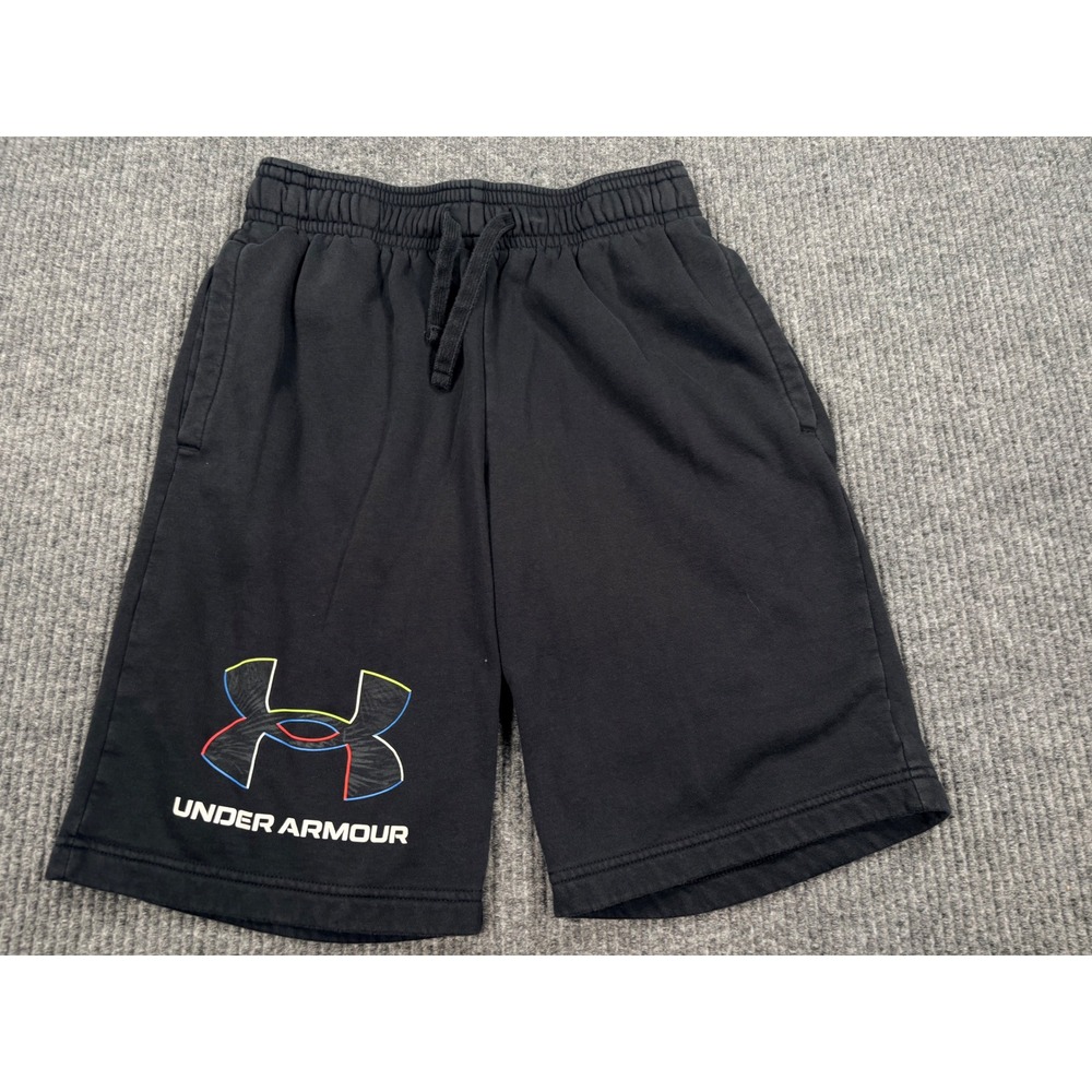 Under Armour Mens Rival Fleece Shorts Black Graphic Logo Loose Fit Medium